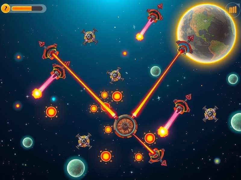 Celestial Defenders game artwork showing space battle